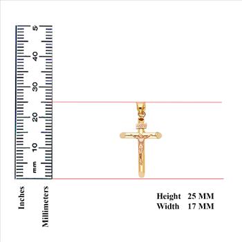14K Two Tone Yellow and Rose Gold Crucifix Pendant - Suitable for Men & Women -  25 mm X 17 mm