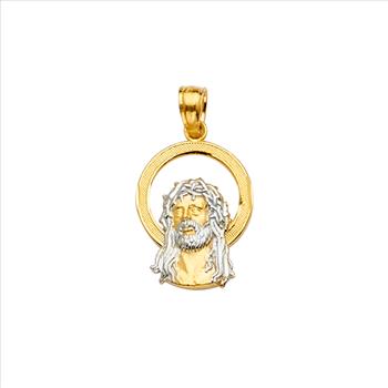 14K Two Tone Yellow and White Gold Jesus Pendant- Suitable for Men & Women - 21 mm X 12 mm