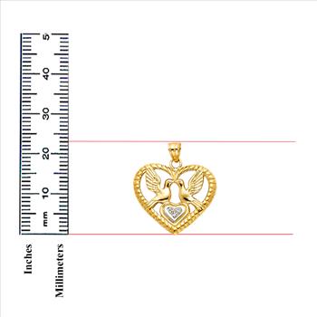 14K Two Tone White Yellow Gold Religious Pendant - 23 mm X 26 mm