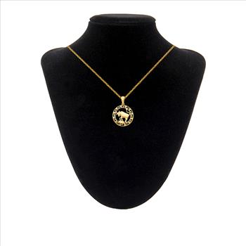  14k Yellow Gold Round Taurus Zodiac Sign Horoscope Constellation Pendant 