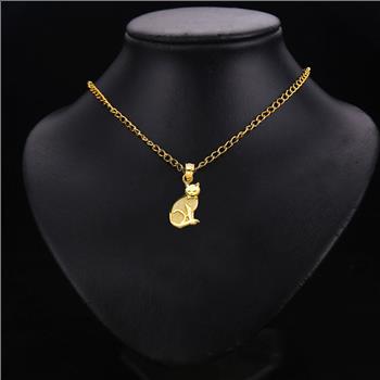 14K Yellow Gold Cat Pendant - 15 mm X 10 mm