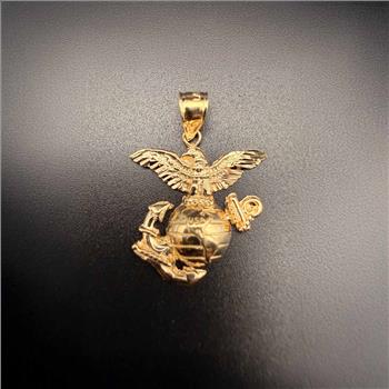 14K Yellow Gold USA Logo Pendant