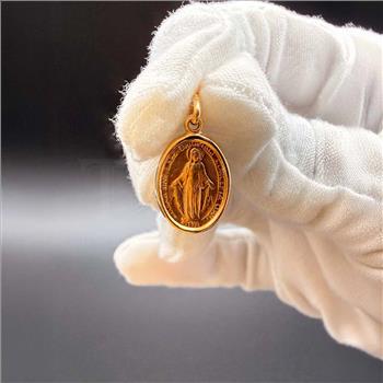 14K Yellow Gold Virgin Mary Medal Pendant