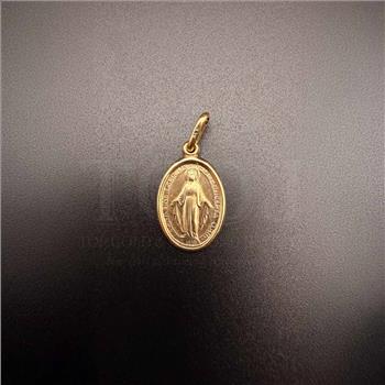 14K Yellow Gold Virgin Mary Medal Pendant