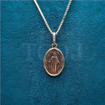 14K Yellow Gold Virgin Mary Medal Pendant