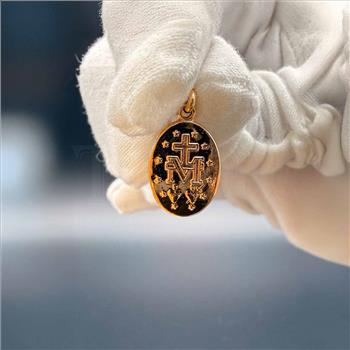14K Yellow Gold Virgin Mary Medal Pendant