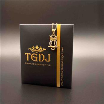 14K  Yellow Gold Cubic zirconia Owl Pendant