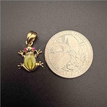 14K Yellow Gold Glow in Dark Flog Pendant