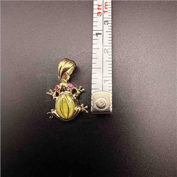 14K Yellow Gold Glow in Dark Flog Pendant