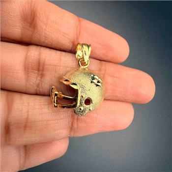 14K Yellow Gold Football Helmet Pendant