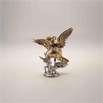 14K Tri Color Gold St. Michael 3D Pendant