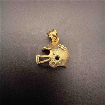 14K Yellow Gold Football Helmet Pendant