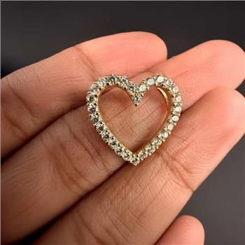 14K  Yellow Gold Cubic zirconia Heart Pendant