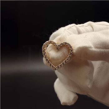 14K  Yellow Gold Cubic zirconia Heart Pendant