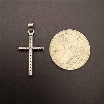 14K White Gold Cross Pendant