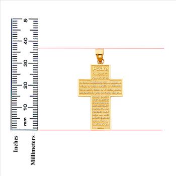 14K Yellow Gold Padre Nuestro Cross Pendant