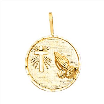 14K Real Yellow Gold Religious Pendant - 15mm x 15mm