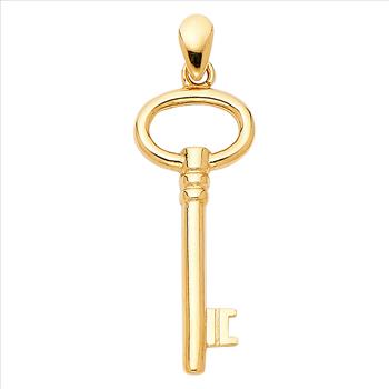 14K Yellow Gold Key to My Heart Pendant
