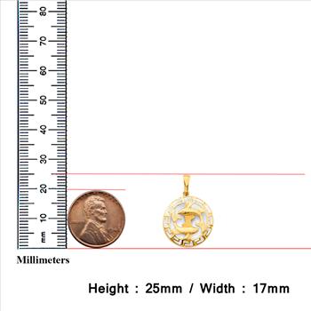 14k Yellow Gold Round Pisces Zodiac Sign Horoscope Constellation Pendant