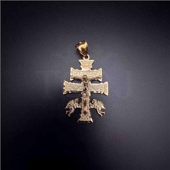 14K Yellow Gold Cross of Caravaca Pendant