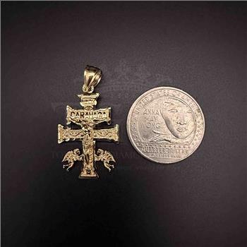 14K Yellow Gold Cross of Caravaca Pendant