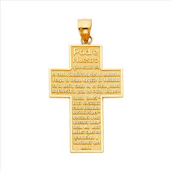 14K Yellow Gold Padre Nuestro Cross Pendant