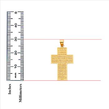 14K Yellow Gold Padre Nuestro Cross Pendant