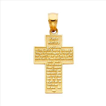 14K Yellow Gold Padre Nuestro Cross Pendant