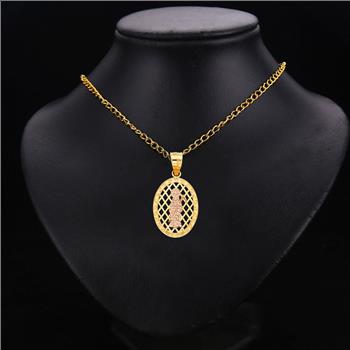 14K Two Tone Yellow and Rose Gold Religious Santa Muerte Pendant - 22 mm X 17 mm