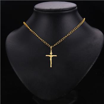 14K Yellow Gold  Religious Crucifix Pendant -  48 mm X 32 mm
