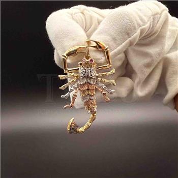 14K Tri Color Gold Scorpion Pendant
