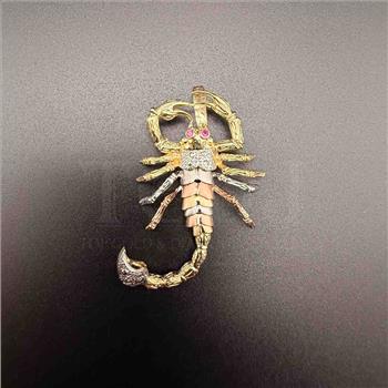 14K Tri Color Gold Scorpion Pendant