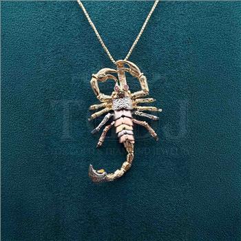 14K Tri Color Gold Scorpion Pendant