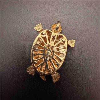 14K Yellow Gold Gllow in Dark Turtle Pendant