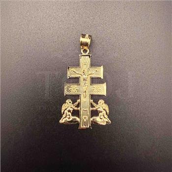 14K Yellow Gold Cross of Caravaca Pendant