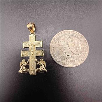14K Yellow Gold Cross of Caravaca Pendant