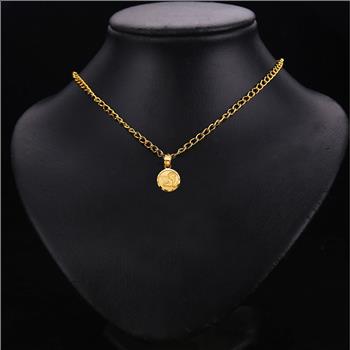 14K Yellow Gold 1.2mm Singapore Chain With 14K Yellow Gold  Angel Pendant