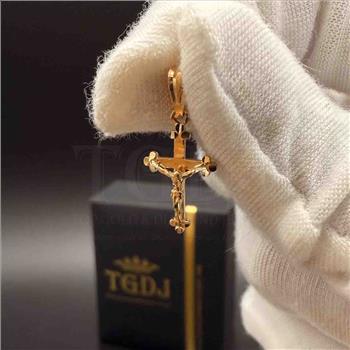 14K Yellow Gold Fancy Tiny Crucufix Pendant