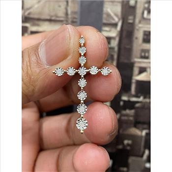 10k Yellow Gold 0.12ct Diamond Cross Pendant for Necklace Chain Religious Christian Pendant,Cross Pendant, Diamond Cross Pendant