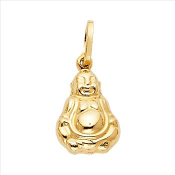 14K Yellow Gold Buddha Pendant - 16 mm x 10 mm