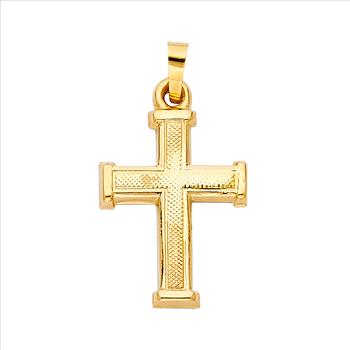 14K Yellow Gold Religious Cross Pendant - 20 mm X 15 mm