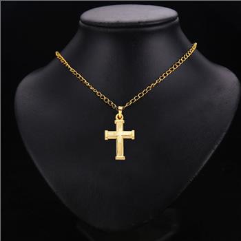 14K Yellow Gold Religious Cross Pendant - 20 mm X 15 mm