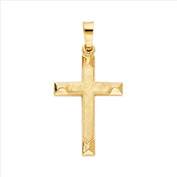 14K Yellow Gold Religious Cross Pendant - 22 mm X 14 mm