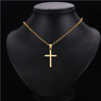 14K Yellow Gold Religious Cross Pendant - 22 mm X 17 mm