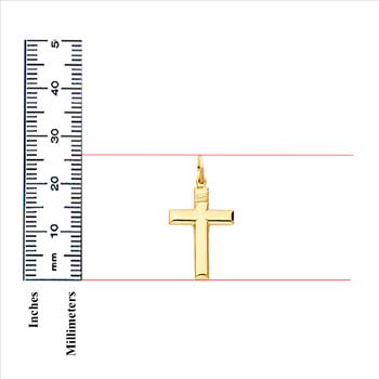 14K Yellow Gold Simple Cross Religious Pendant - 26 mm X 18  mm