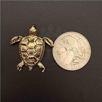 14K Yellow Gold Turtle Pendant