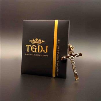 14K Two Tone Gold Crucufix Cross Pendant