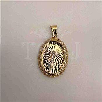 14K Tri Color Gold Jesus Medal Pendant
