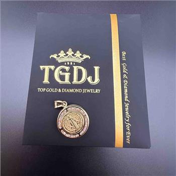 14K  Yellow Gold Cubic zirconia Double Face San Benito Round Medal