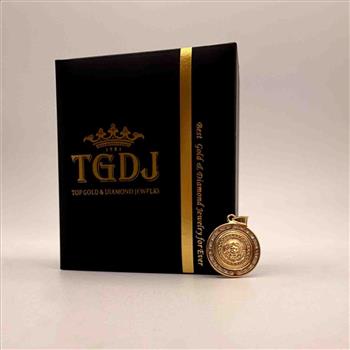 14K  Yellow Gold Cubic zirconia Round Medusa Pendant